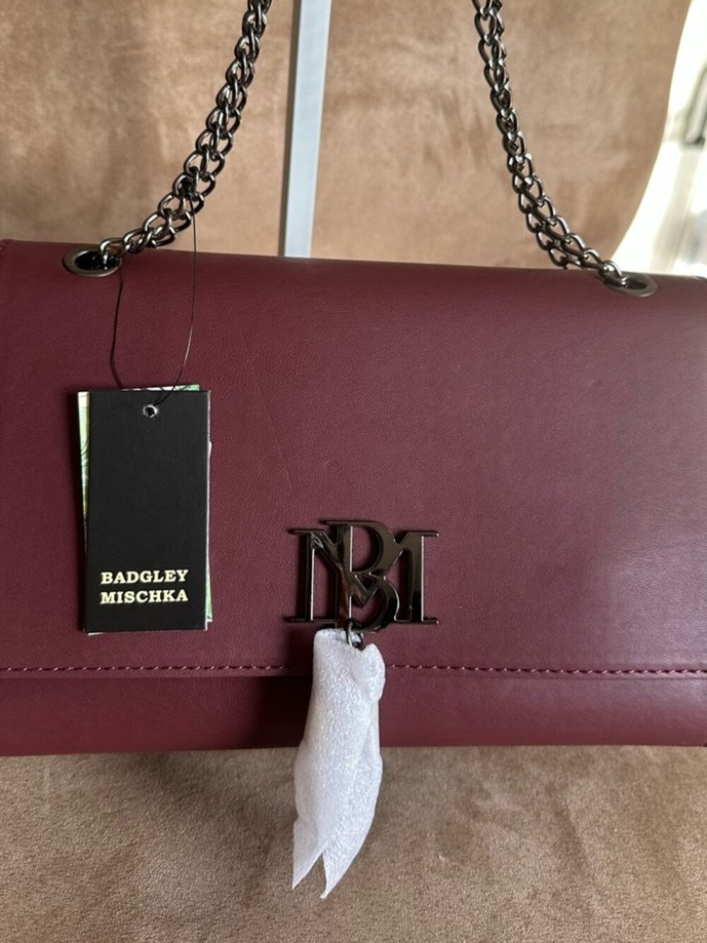 Badgley Mischka Metal Fringe Tassel Crossbody Bag NWT $129 - Red